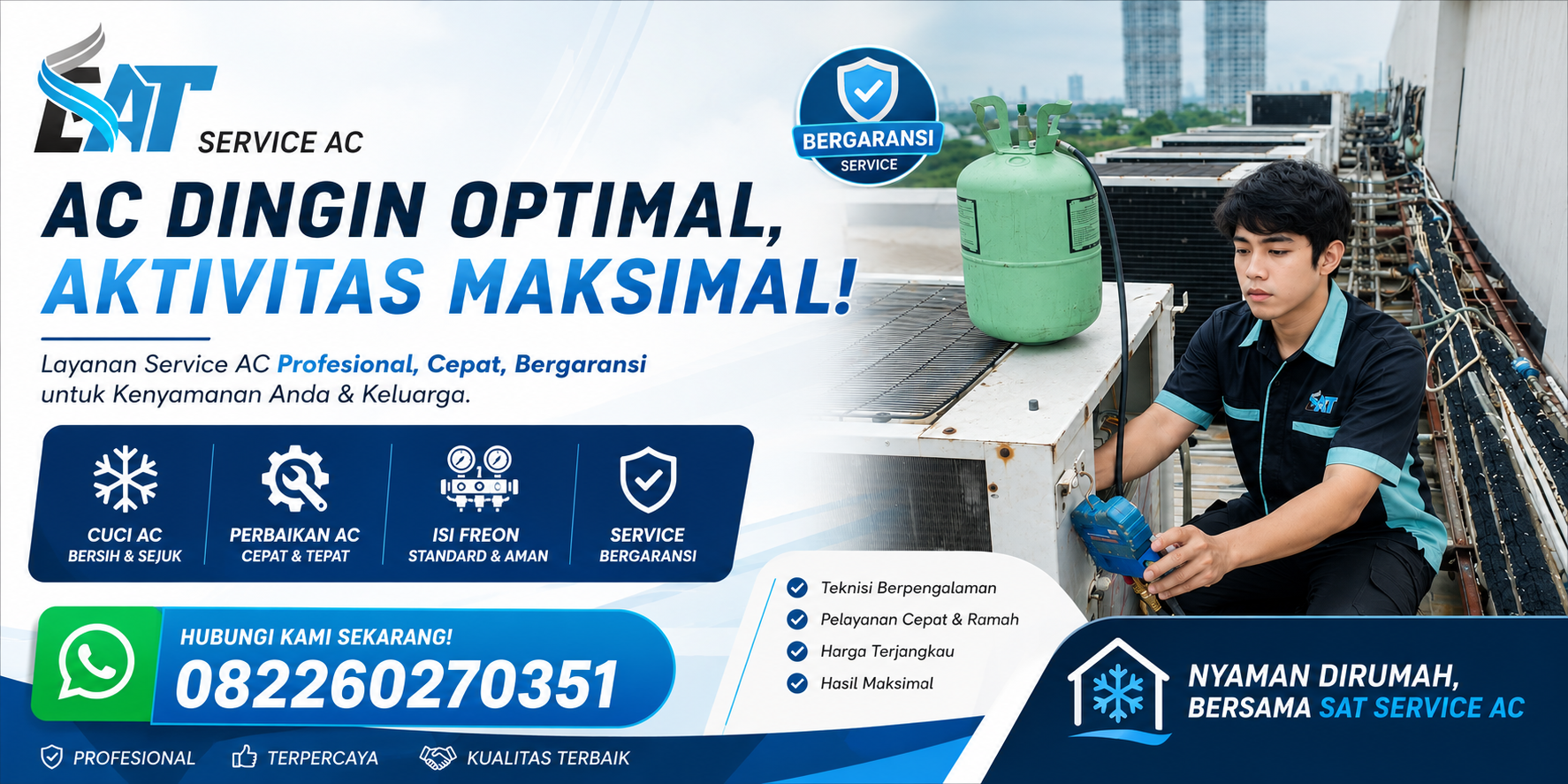 Jasa Cuci AC dan Isi Freon Terbaik di Banjar, Ciamis, Tasikmalaya, Cilacap