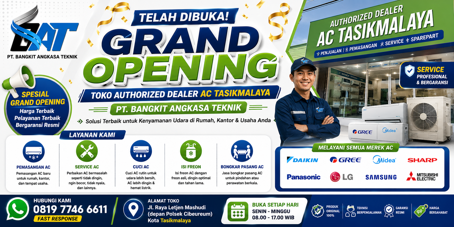 Kini Hadir di Tasikmalaya! PT. Bangkit Angkasa Teknik Buka Pusat Layanan AC & HVAC
